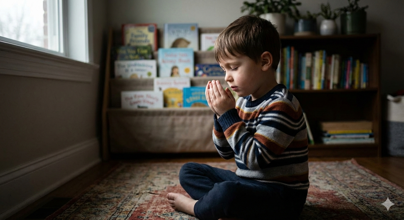 A child making dua in quiet reflection